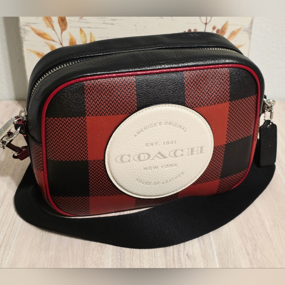 Coach Dempsey Camera Bag Buffalo Plaid Print And Coach Patch C1550